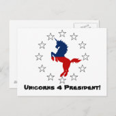 Unicornパーティーのサポート: Unicorns for President ポストカード (正面/裏面)
