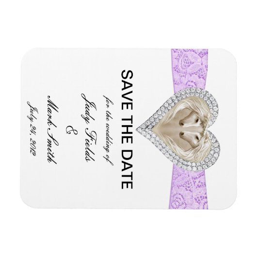 Unicornパープルレース日付磁石を保存 マグネット (横)