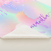 Unicornピンクのドリップホログラフィック名スクリプト シェルパブランケット (3/4)