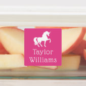 Unicornピンクの接着剤防水キッズ名 ラベル (貼付)