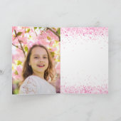 Unicornピンクの白い写真誕生日 カード (内部)