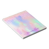 Unicornピンクの紫がホログラフィックに漂流 ノートパッド (アングル)