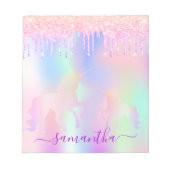 Unicornピンクの紫がホログラフィックに漂流 ノートパッド (正面)