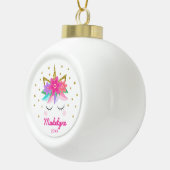 Unicornピンクの花の星パーソナライズされた名 セラミックボールオーナメント (右)
