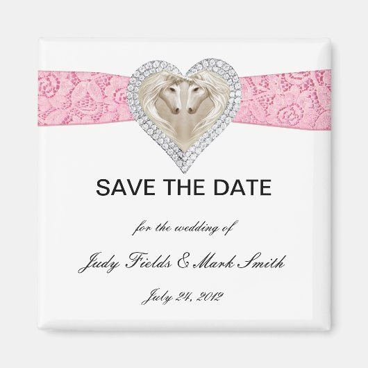 Unicornピンクレース日付磁石を保存 マグネット (正面)