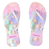 Unicornピンク紫のグリッターの乾燥名 ビーチサンダル (ソール)