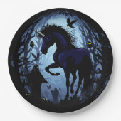Unicornブラック魔法フェアリーinダークフォレスト ペーパープレート (正面)