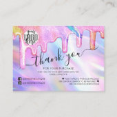 Unicornホログラフィックグリッターお客様ありがとうございます 名刺 (正面)