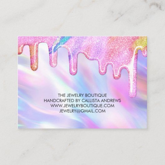 Unicornホログラフィックグリッターお客様ありがとうございます 名刺 (裏面)