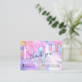 Unicornホログラフィックグリッターお客様ありがとうございます 名刺 (スタンド正面)