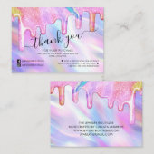 Unicornホログラフィックグリッターお客様ありがとうございます 名刺 (正面/裏面)