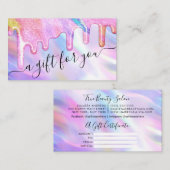 Unicornホログラフィックグリッタードリップギフト証明書 名刺 (正面/裏面)