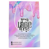 Unicornホログラフィックグリッター顧客業務 ミディアムペーパーバッグ (正面)