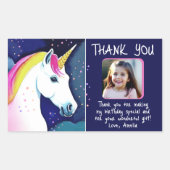 Unicornマジカルスターガールフォト誕生日ありがとう 長方形シール (正面)