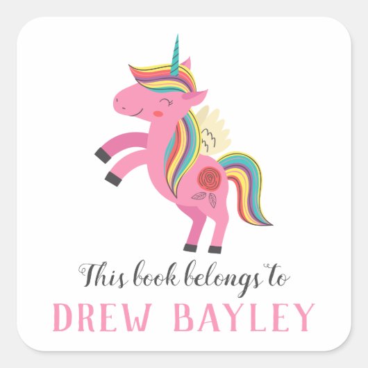 Unicornライブラリ蔵書票ラベル スクエアシール (正面)