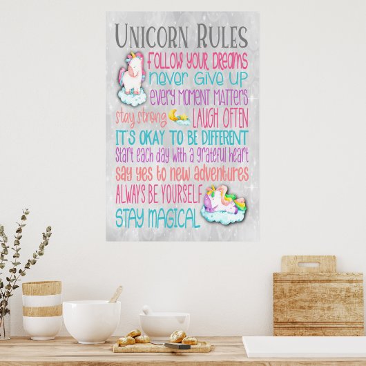 Unicornルールやる気を起こさせる引用文- 24x36ポスター ポスター (キッチン)