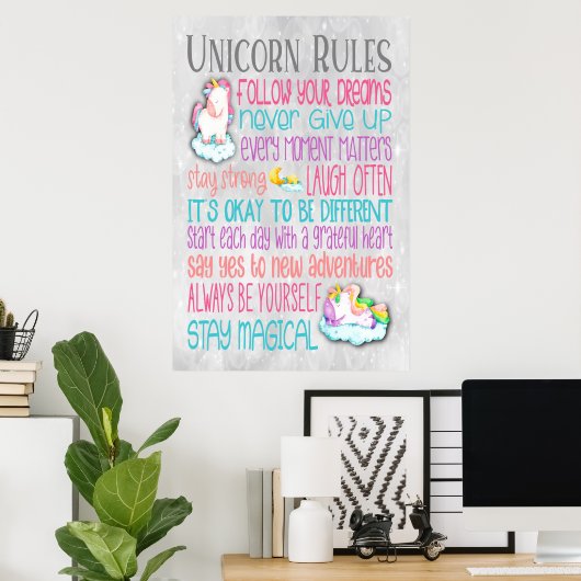 Unicornルールやる気を起こさせる引用文- 24x36ポスター ポスター (ホームオフィス)