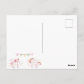 Unicorn写真1st誕生日パーティーの女の子の招待 ポストカード (裏面)