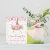 Unicorn写真Unicornバースデーパーティ招待状 招待状 (スタンド正面)