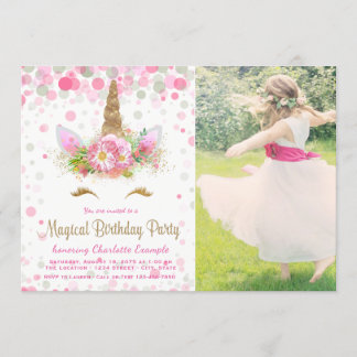 Unicorn写真Unicornバースデーパーティ招待状 招待状
