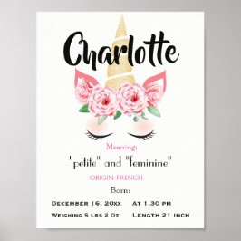 Unicorn名前の意味keepsake子供部屋 ポスター