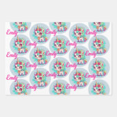 Unicorn子の名前3コーディネートを追加 ラッピングペーパーシート (正面)