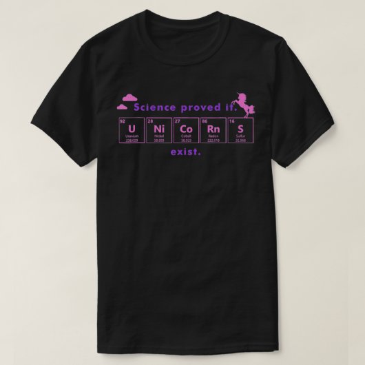 Unicorn存在おもしろい科学周期表要素 Tシャツ (デザイン正面)