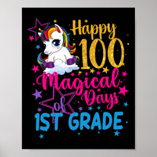 Unicorn幸せ100の魔法の日1年生 ポスター