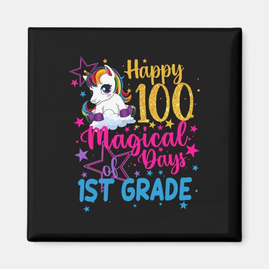 Unicorn幸せ100の魔法の日1年生 マグネット (正面)