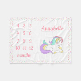 Unicorn散水マイルストーン毎月ベビーブランケット フリースブランケット