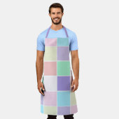 Unicorn水彩市松模様に エプロン (着用した状態)