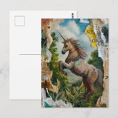 Unicorn混合メディアコラージュ ポストカード (正面/裏面)