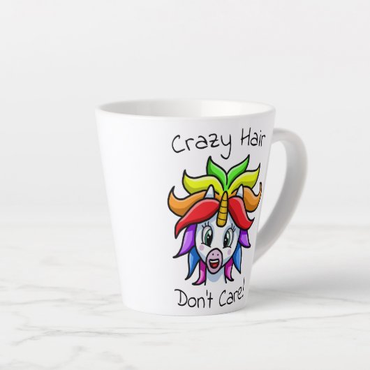 Unicorn熱狂するヘアが気におもしろいない カフェラテマグ (右アングル)