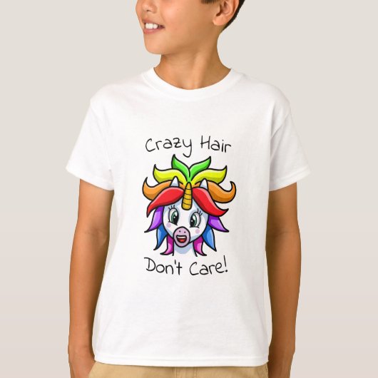 Unicorn熱狂するヘアが気におもしろいない Tシャツ (正面)