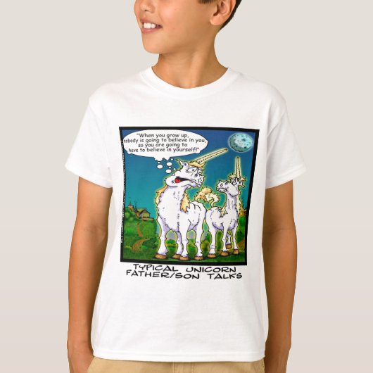 Unicorn父/息子の結合おもしろい Tシャツ (正面)