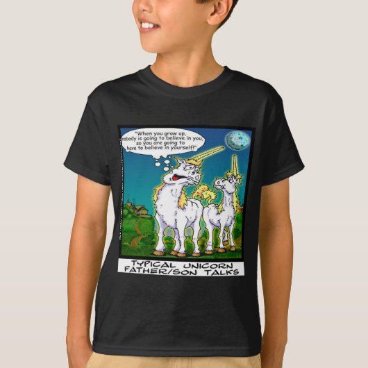 Unicorn父/息子の結合おもしろい Tシャツ (正面)