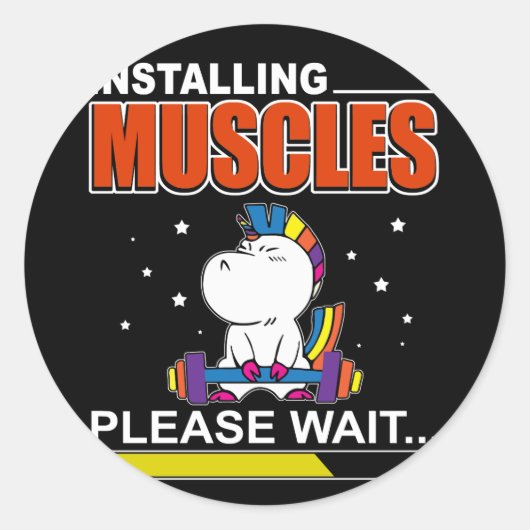 Unicorn筋肉をインストールするFitneを待おもしろいつ ラウンドシール (正面)