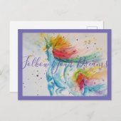 Unicorn絵画の後を追夢の水色 ポストカード (正面/裏面)