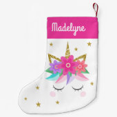 Unicorn花星パーソナライズされた名Pink スモールクリスマスストッキング (裏面)