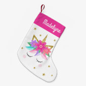 Unicorn花星パーソナライズされた名Pink スモールクリスマスストッキング (正面 (吊り時))