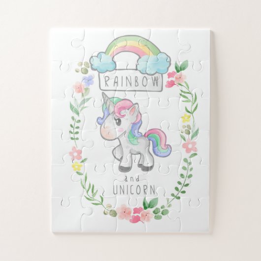 Unicorn虹と花 ジグソーパズル (縦)