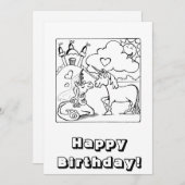 Unicorn誕生日カードYou can Color シーズンカード (正面/裏面)