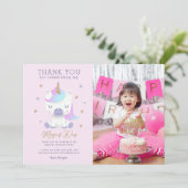 Unicorn誕生日サンキューフォトカード サンキューカード (スタンド正面)