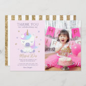 Unicorn誕生日サンキューフォトカード サンキューカード (正面/裏面)