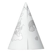 Unicorn誕生日パーティー – 自分の帽子を着色 パーティーハット (裏面)