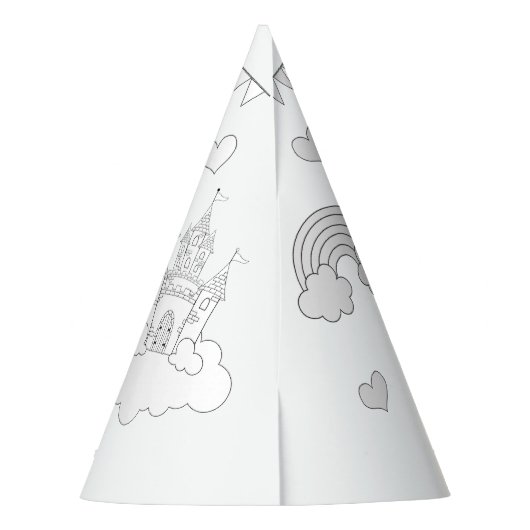 Unicorn誕生日パーティー – 自分の帽子を着色 パーティーハット (裏面)
