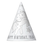 Unicorn誕生日パーティー – 自分の帽子を着色 パーティーハット (正面)