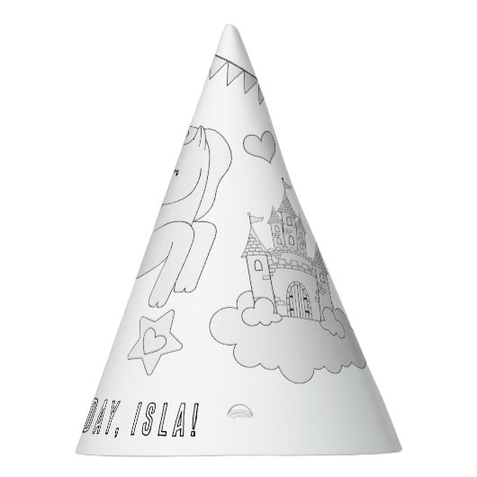 Unicorn誕生日パーティー – 自分の帽子を着色 パーティーハット (右)