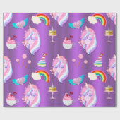 Unicorn誕生日パーティーon Purple ラッピングペーパー (フラット)