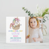 Unicorn誕生日招待状と写真 招待状 (スタンド正面)